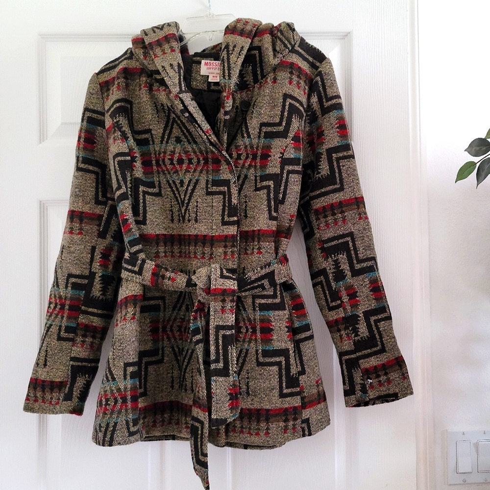 NWOT Mossimo Mossimo Aztec Western Tribal Hooded Button Up Jacket Womens